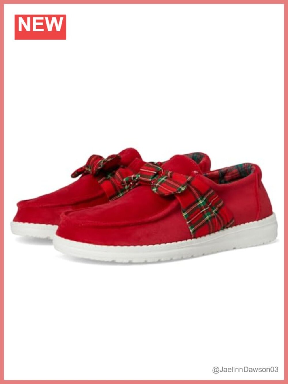 Wendy Bow Tartan Plaid Canvas Slip-On Loafers with Flex & Fold Support